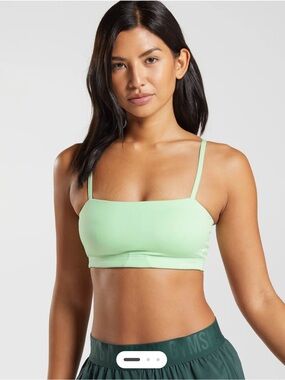 Gymshark Bandeau Sports Bra Light Aloe Green Slim-Strap Bralette Small